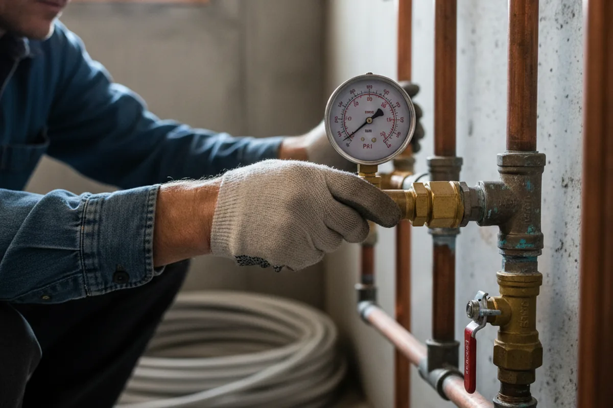 Pressure testing a repaired line during Water Line Repair in Windham
